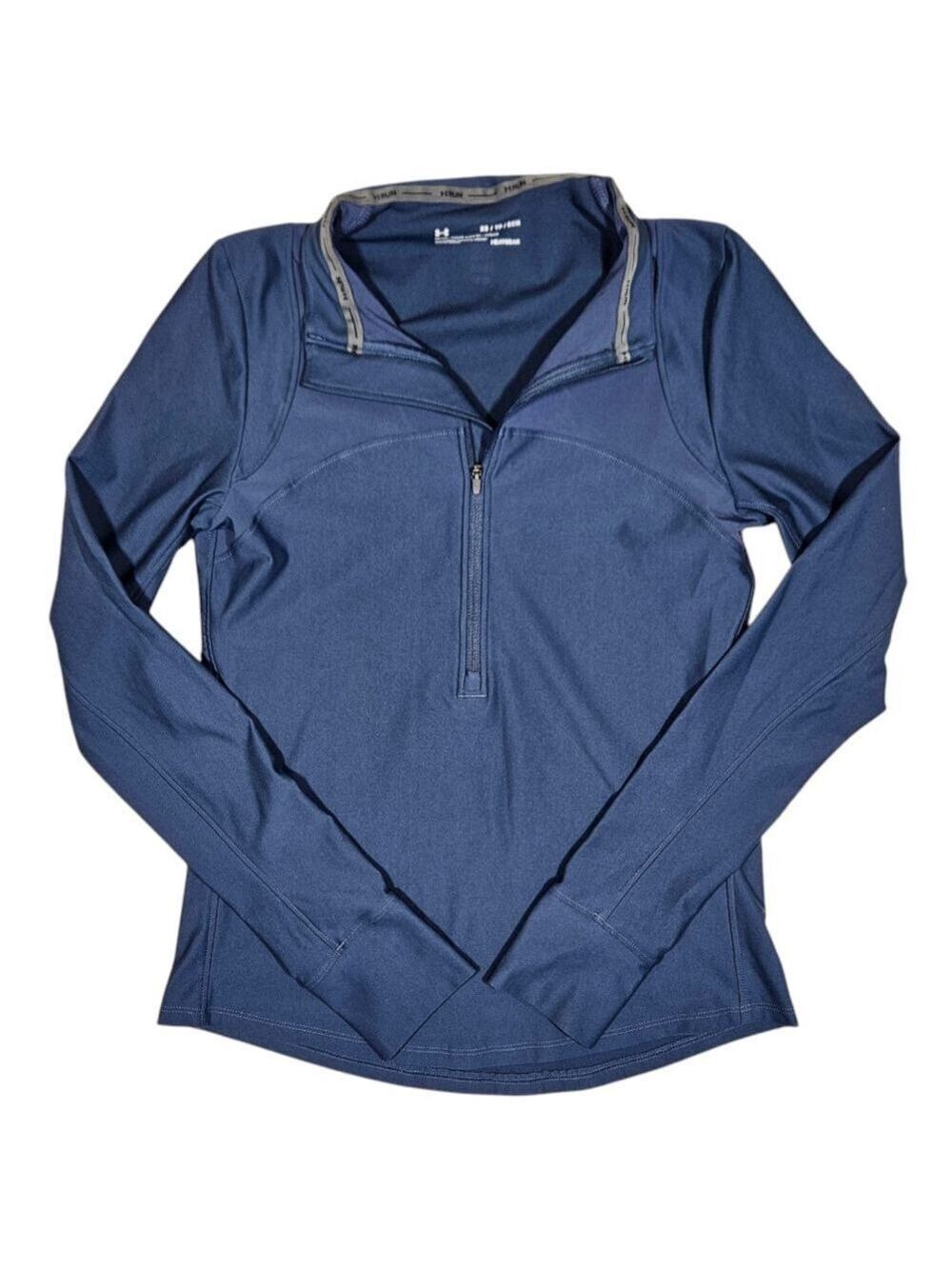 Under Armour HeatGear 1/4 Zip Pullover Women’s XS Blue Long Sleeve Running Shirt
